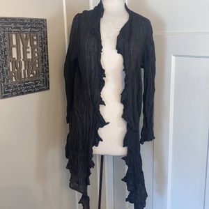 Eileen Fisher Crinkle Metallic THIN Silk Cashmere Cardigan SzL-XL